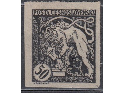 50h černá, nezoubkovaný ZT na šedém papíru, Nr.29, bez lepu