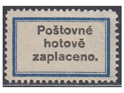 Novinová nálepka POŠTOVNÉ HOTOVĚ ZAPLACENO, Nr.NN4, * po nálepce