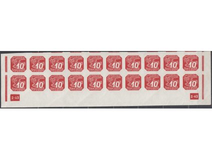 1943, 10h červená, 20pás s DČ2-43, rám přerušen!!!, **, nejvzácnější varianta, luxusní jakost