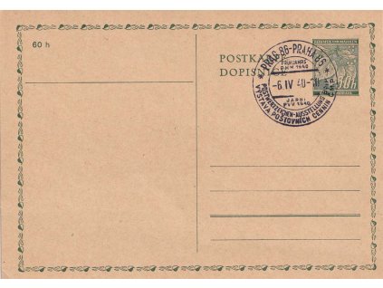 1940, Praha, Výstava poštovních cenin ČMP, dopisnice, neprošlé