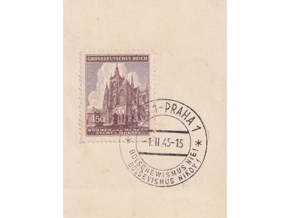 1945, Praha, Bolševismus nikdy!, výstřižek, mírné stopy stáří