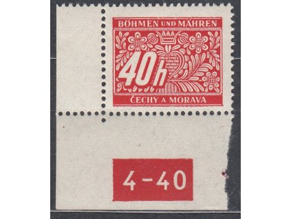 40h červená, levý roh. kus s DČ 4-40, varianta X, Nr.DL5, **