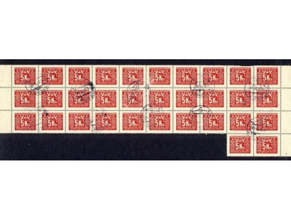 6.6.1953, DR Praha, 32blok známek 5Kčs doplatní, sundáno ze zúčtovacího archu