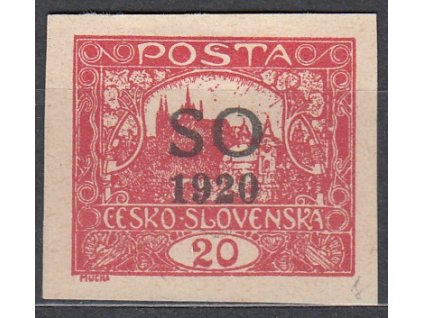 20h červená, nezoubkovaná, celkové dobové falzum, Nr.SO7, bez lepu