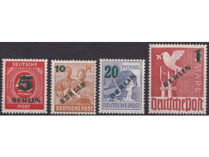 1949, 5Pf/45Pf-1(DM)/3M přetisková série, MiNr.64-67, **/* , 5 Pf lom
