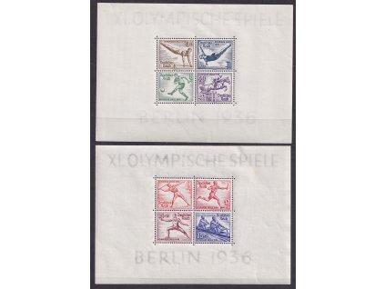 1936, 3-25 Pf Olympijské aršíky, MiNr.Bl.5,6, **/* , skvrnka