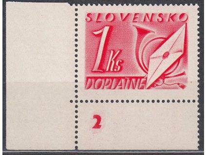1942, 1Ks červená, roh. kus s DČ 2, Nr.DL30, **