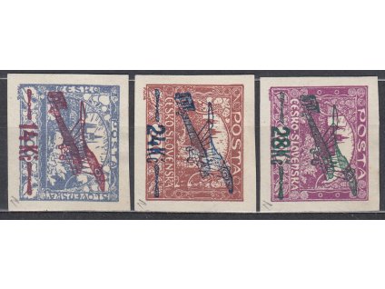 14-28Kč nezoubkovaná série, celková dobová falza s lepem, Nr.L1-3, * po nálepce