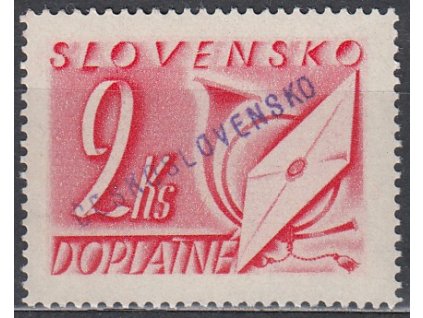 Slovenská doplatní 2Ks s přetiskem ČESKOSLOVENSKO, **