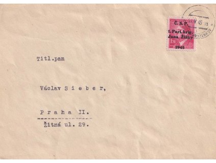 Nový Hrozenkov, 1945, DR Nový Hrozenkov, dopis vyfr. zn. Hitler s přetiskem,