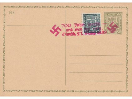 Olmütz, 1939, 700. let města, dopisnice, neprošlé