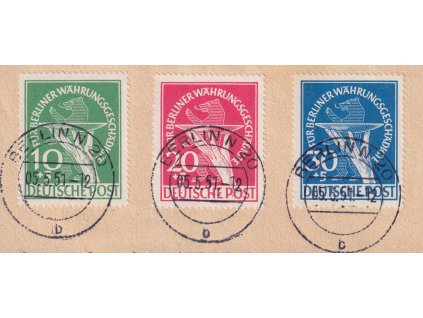 1951, 10-30 Pf série Měna, MiNr.68-70, výstřižek