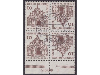 1964, 10 Pf Drážďany, protichůdná dvojice, DZ, MiNr.242, razítkované