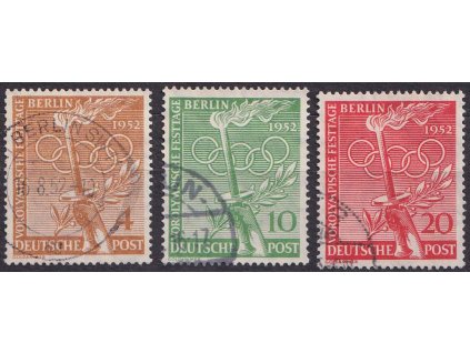 1952, 4-20 Pf série Olympiáda, MiNr.88-90, razítkované