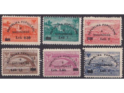 1948, 0.50Lek/0.30Fr-12Lek/0.40Fr přetisková série, MiNr.447, **