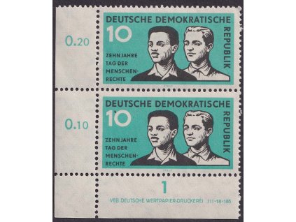 1958, 10 Pf Menšiny, roh. kus s DZ, MiNr.669, **