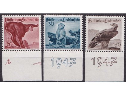 1947, 20-150 Rp série Fauna, MiNr.253-55, **