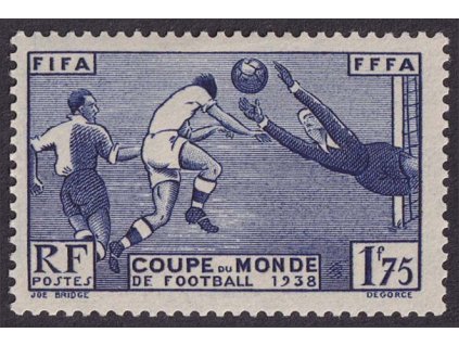 1938, 1.75 Fr MS ve fotbale, MiNr.427, * po nálepce