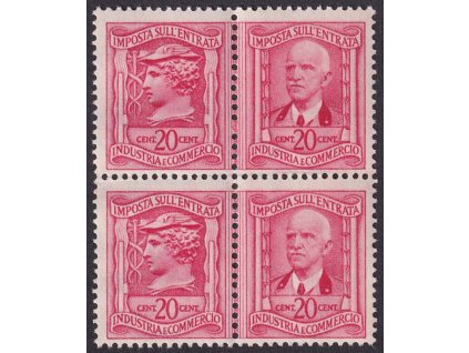 Itálie, 1940, 20 C Daň ze vstupu (Imposta sull'entrata), 4blok, **