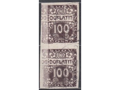 100h hnědá, 2páska s dvojitým tiskem, Nr.DL9, razítkované