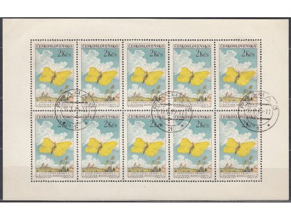 1961, 2Kčs Motýli, 10blok, Nr.PL1225, razítkované, lep **