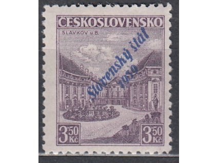 3.50Kč Slavkov, modrý přetisk, ověřena, Nr.19b, **