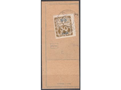 Ústřižek průvodky vyfr. Doplatní zn. 50h, razítko LAZY, zk.Mrňák