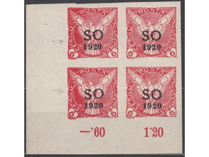 6h Novinová, rohový 4blok - slitý tisk u levých zn., Nr.SO29, **