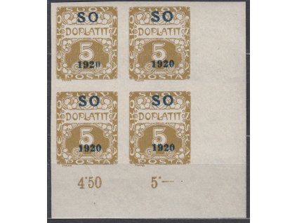 5h hnědoolivová, rohový 4blok s počitadly, tenký papír, Nr.SO33, **