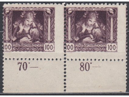 100h hnědofialová, Řz.10 1/2:11 1/2, krajová 2páska s počitadly s posunem svislé perforace, Nr.30C, **