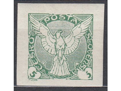 5h zelená, výrazný nedotisk pravé "5", Nr.NV2, * po nálepce, krásné střihy