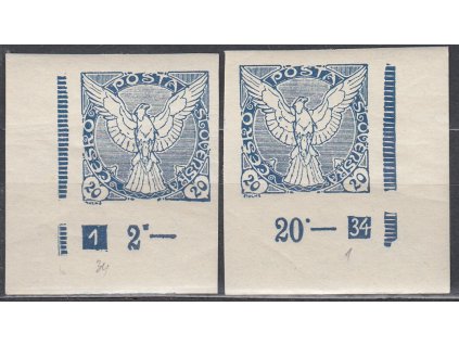 20h modrá, L+P rohový kus s DČ 1-34, Nr.NV5, **