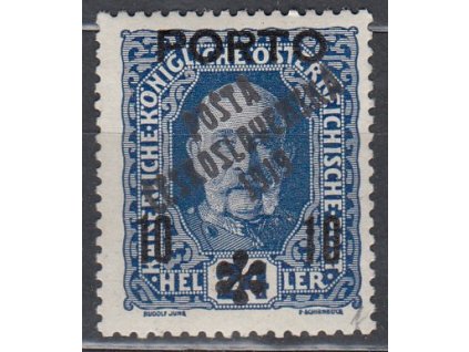 10/24 modrá, PORTO, falzum přetisku, Nr.85, * po nálepce