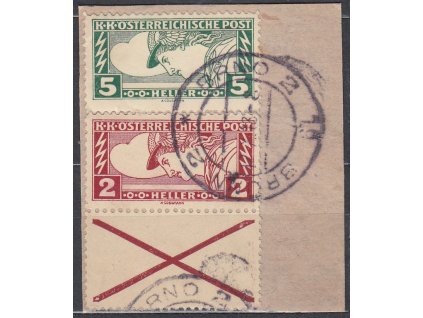 Výstřižek se zn. 2 a 5h Spěšné , 2h s kuponem, razítko BRNO 12.11.18