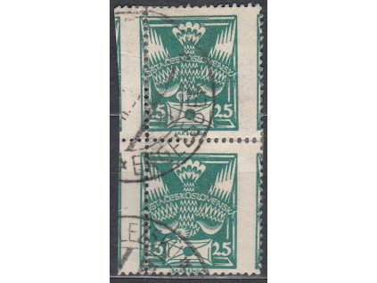 25h zelená, 2páska s výrazně posunutou svislou perforací, Nr.149, razítkované, podlepeno v perforaci
