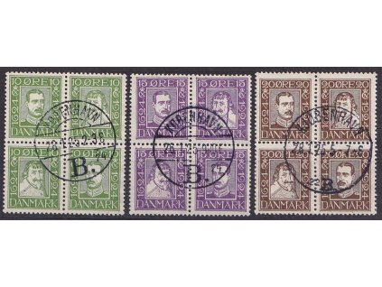 1924, 10-20 Q série Výročí dánské pošty, soutisky, MiNr.131-42, razítko