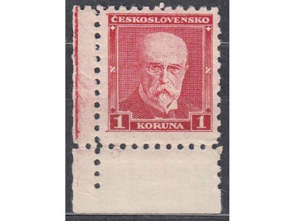 1Kč červená, rohový kus s téměř neznatelnou DČ 3, Nr.260, **