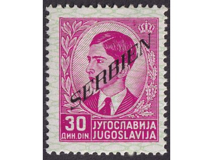 Serbien, 1941, 30 Din s přetiskem, MiNr.45, * po nálepce