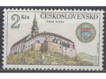 1982, 2Kčs Hrad Nitra, DV na ZP24/1 - svislá ryska u číslice 2, Nr.2547, **