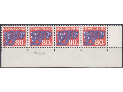 1971, 80h Doplatní, papír oz, rohová 4páska s datem tisku, Nr.D96xb, **