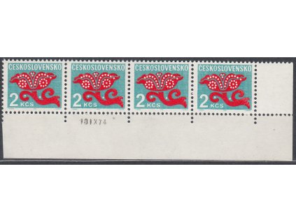 1971, 2Kčs Doplatní, papír oz, rohová 4páska s datem tisku, Nr.D99xb, **