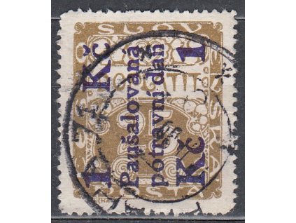 1Kč/25h hnědá, Nr.PD1, razítkované