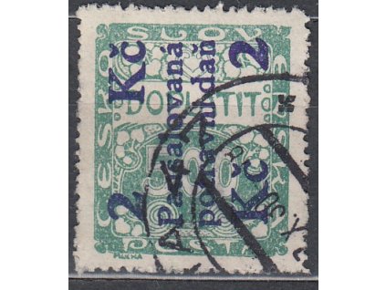 2Kč/500h zelená, Nr.PD6, razítkované