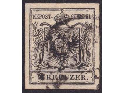 1850, 2 Kr Znak, MiNr.2, razítkované, lom
