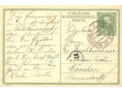1908, DR Budějovice, celinová pohlednice