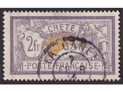 Kréta, 1902, 2 Fr Merson, MiNr.14, razítkované
