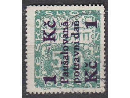 1Kč/500h zelená, Nr.PD5, razítkované