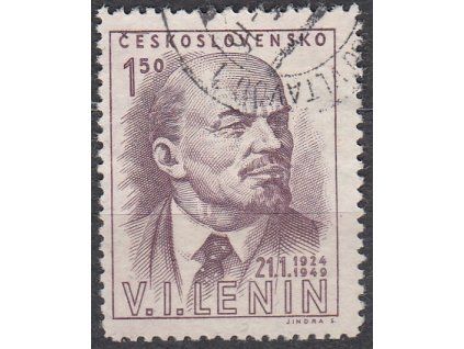 1949, 1.50Kčs Lenin, II.typ, Nr.498, razítkované