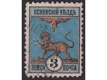Pskov, 1892, 3 K Znak, zemská pošta, razítkované