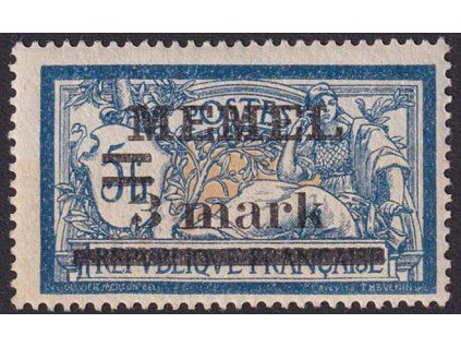Memel, 1920, 3M/5Fr Merson, MiNr.30, **